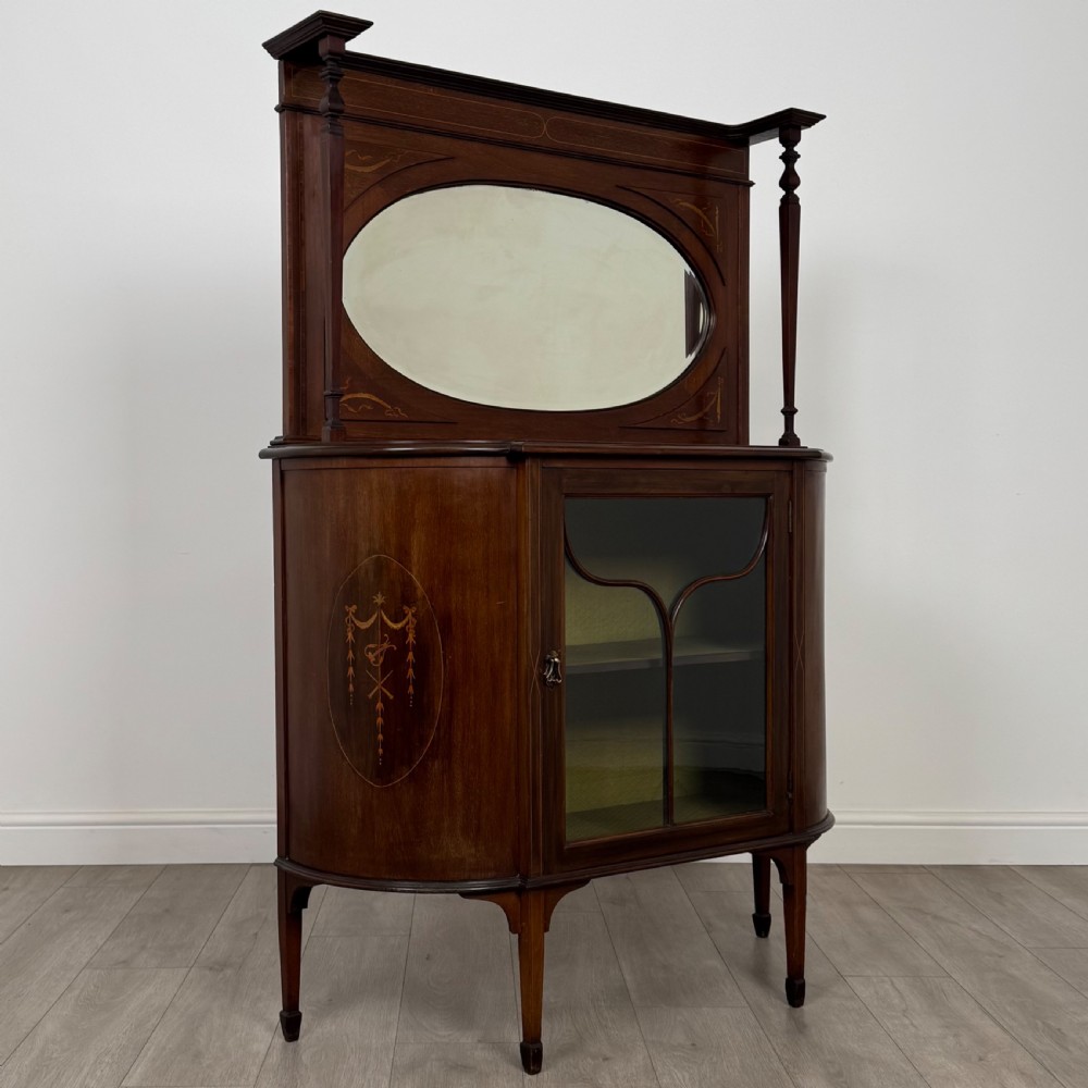 Antique 20th Century Inlaid Mirror Back Sideboard In Mahogany  View X