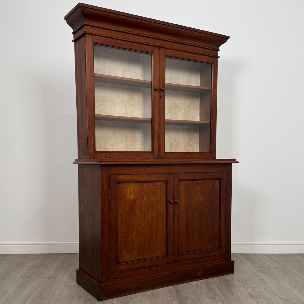 Antique 19th Century Fine Quality Glazed Bookcase In Oak  View X