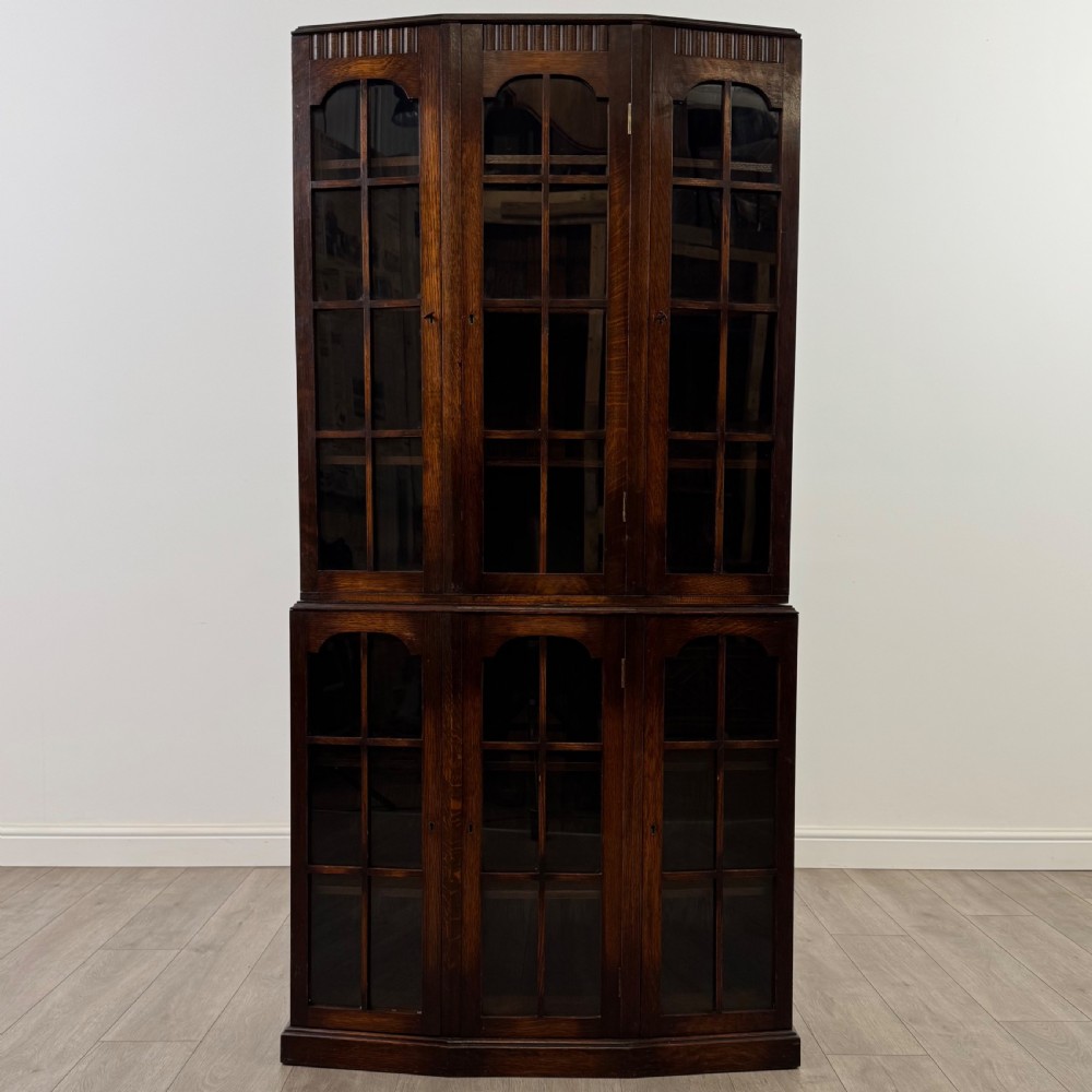 Antique 20th Century Good Quality Glazed Oak Display Cabinet