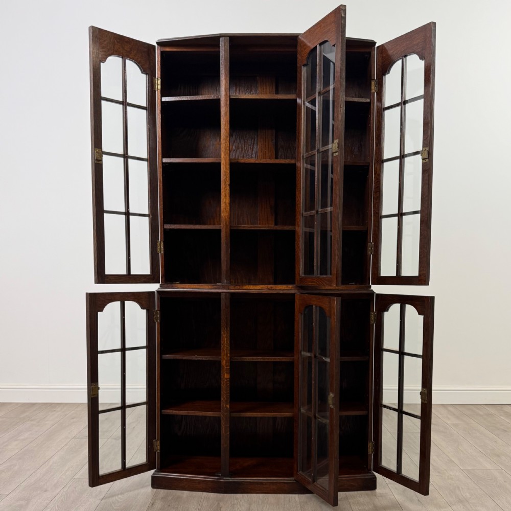 Antique 20th Century Good Quality Glazed Oak Display Cabinet View II