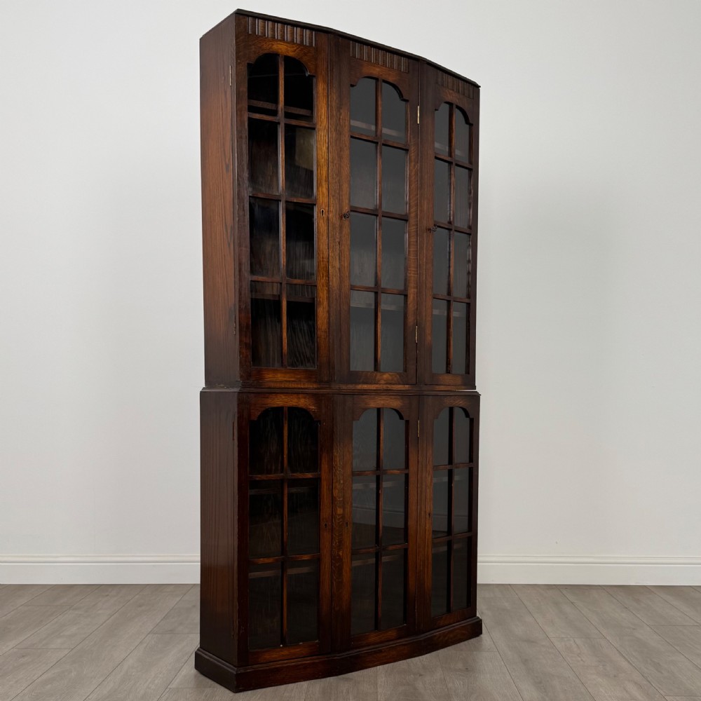 Antique 20th Century Good Quality Glazed Oak Display Cabinet View IX