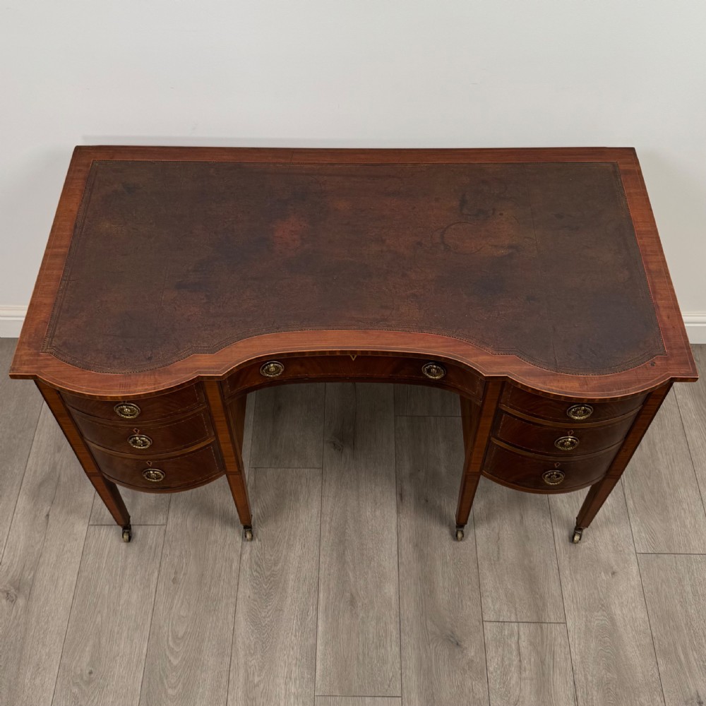 Antique 20th Century Unique Kneehole Desk In Mahogany View IX
