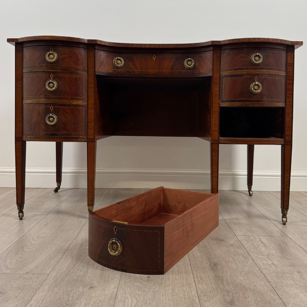 Antique 20th Century Unique Kneehole Desk In Mahogany View XI