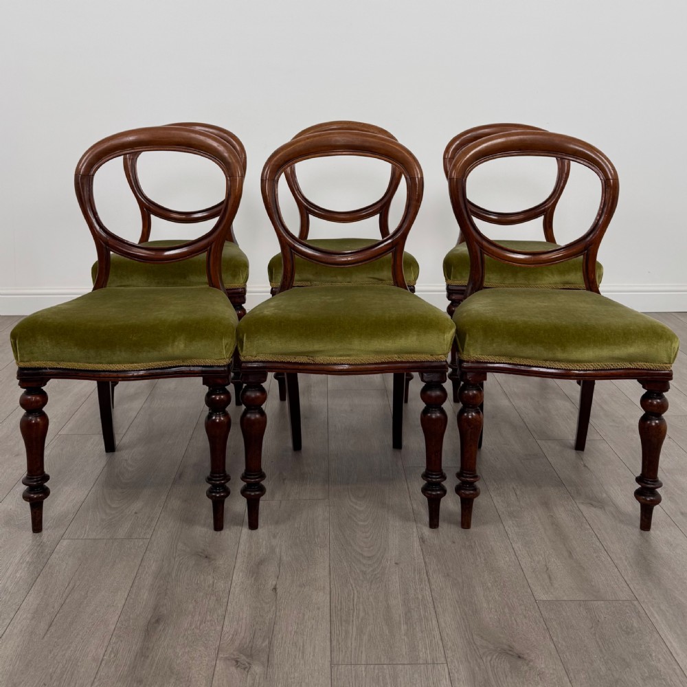 Antique 19th Century Set Of 6 Dining Chairs In Mahogany 