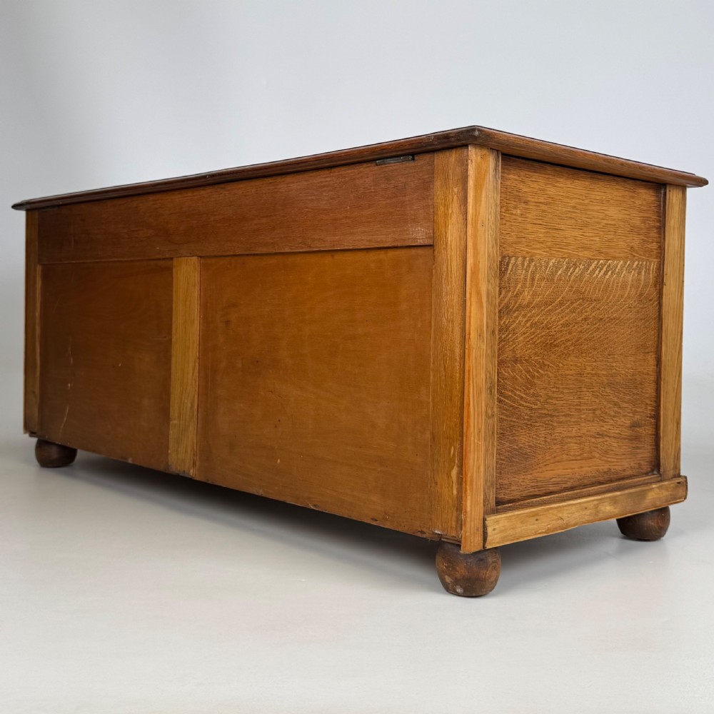 Antique 20th Century Jacobean Style Blanket Box In Golden Oak View VI