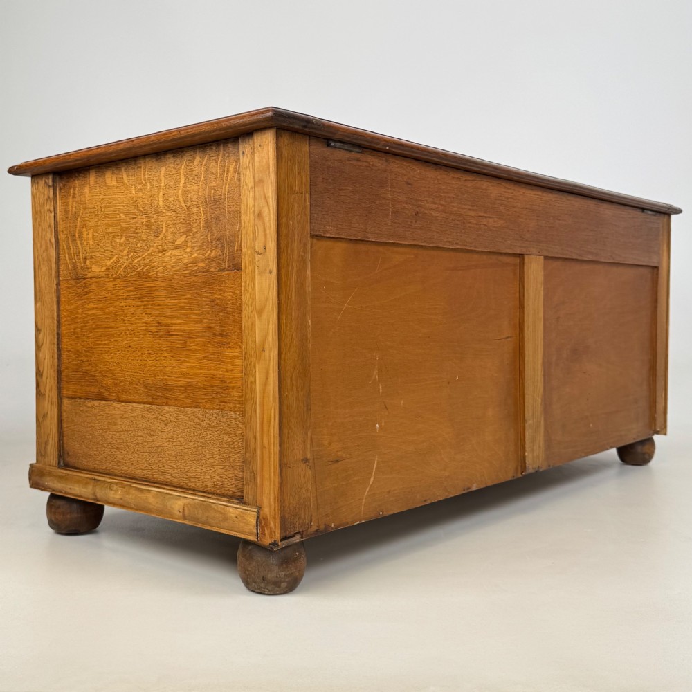 Antique 20th Century Jacobean Style Blanket Box In Golden Oak View IX