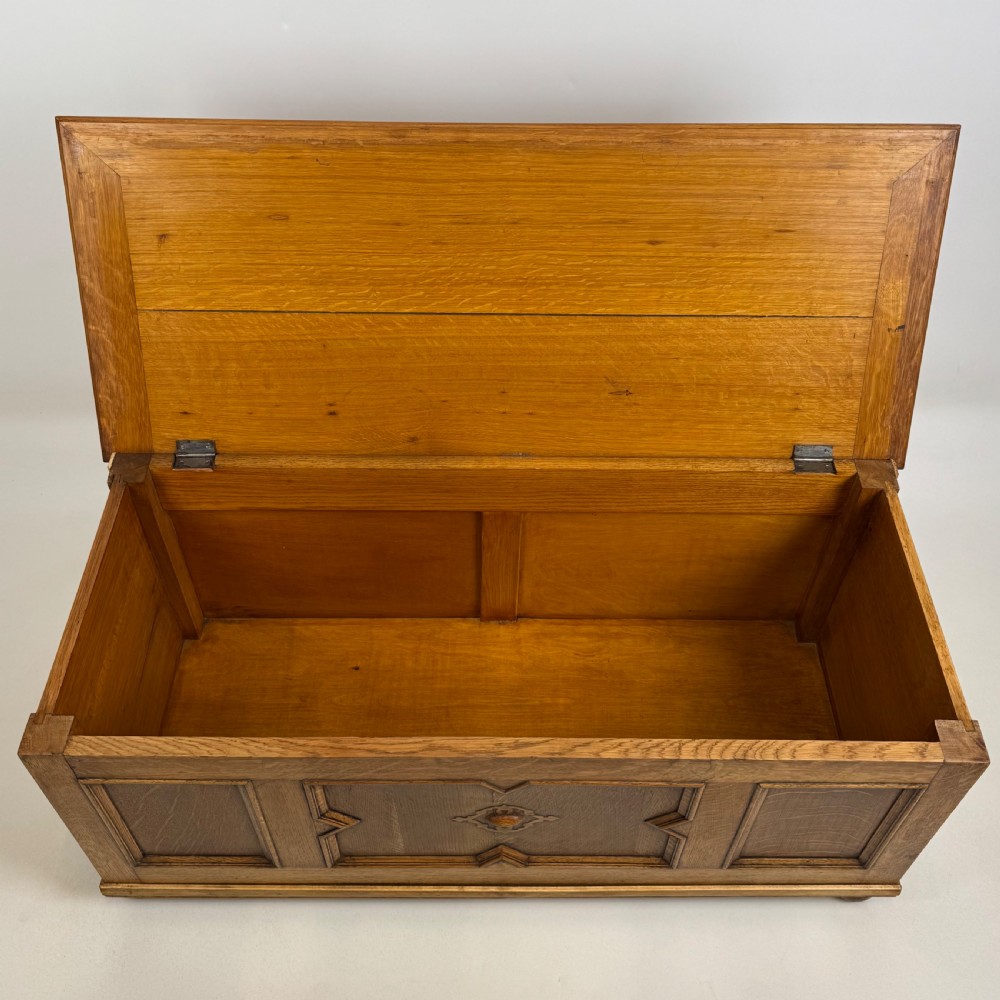 Antique 20th Century Jacobean Style Blanket Box In Golden Oak View XI