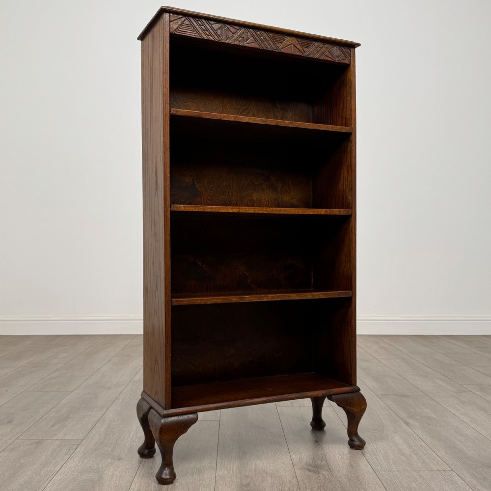 Antique 20th Century Small Open Bookcase In Oak  View IX