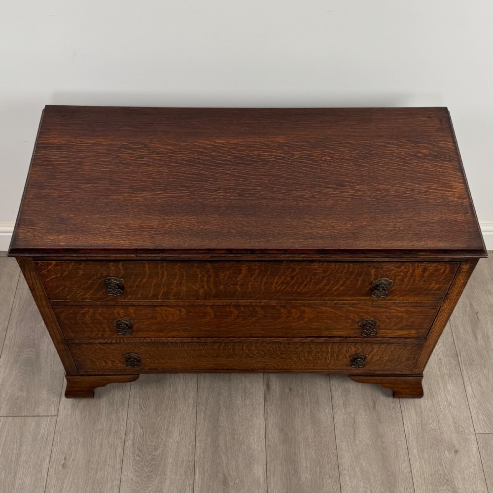 Antique 20th Century Low Chest Of Drawers In Oak View X