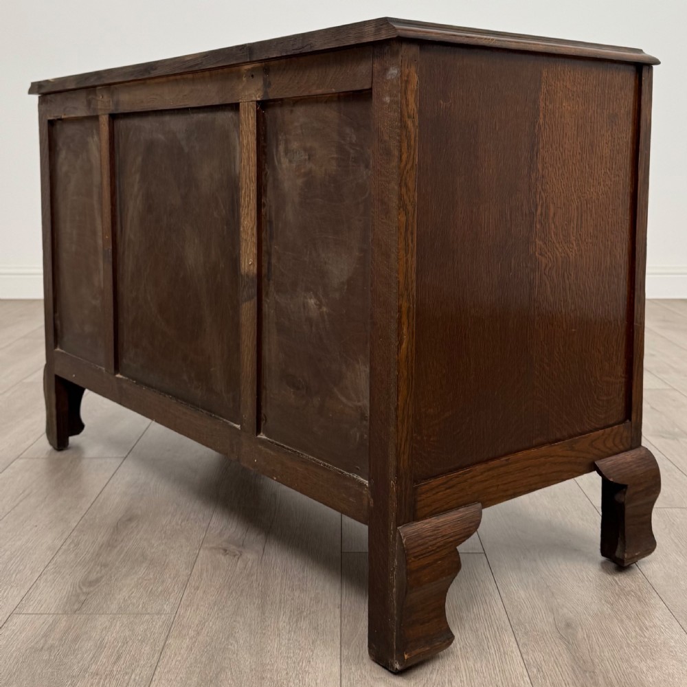  Antique 20th Century Low Chest Of Drawers In Oak View VI