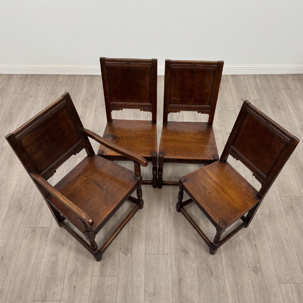 Antique 20th Century Fine Quality Set Of 8 Oak Dining Chairs  View IX
