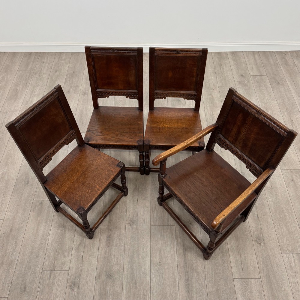 Antique 20th Century Fine Quality Set Of 8 Oak Dining Chairs  View X