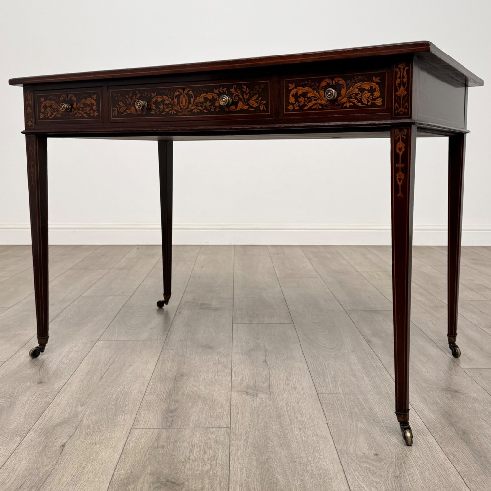  Antique 19th Century Fine Quality Inlaid Writing Table In Mahogany  View II
