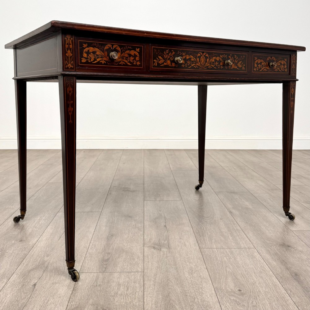 Antique 19th Century Fine Quality Inlaid Writing Table In Mahogany  View VIII
