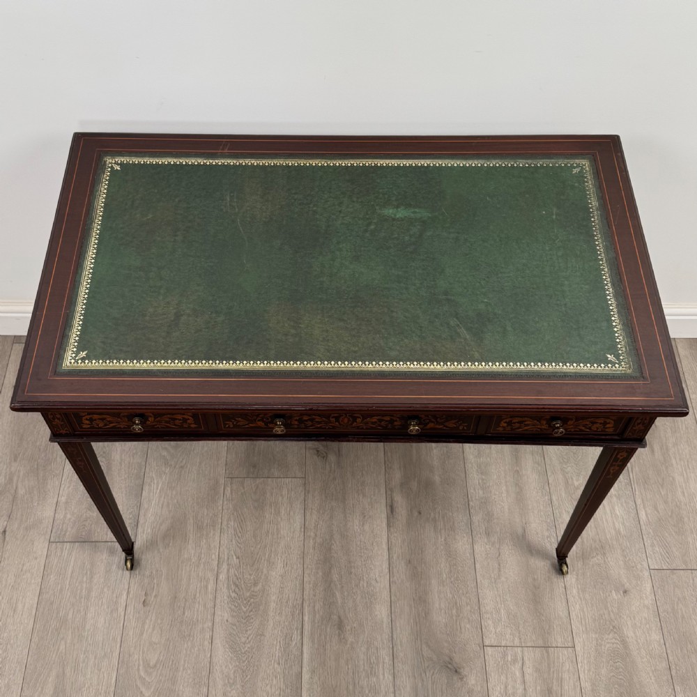  Antique 19th Century Fine Quality Inlaid Writing Table In Mahogany  View IX