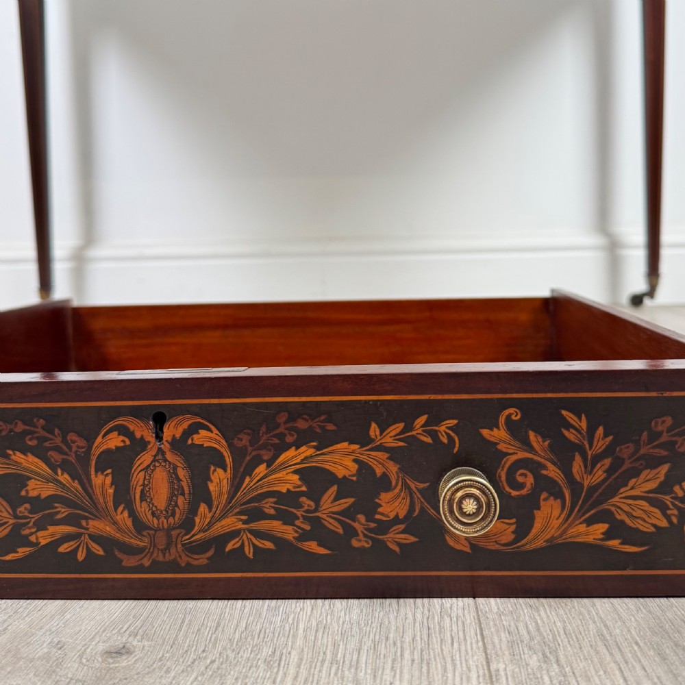  Antique 19th Century Fine Quality Inlaid Writing Table In Mahogany  View XI