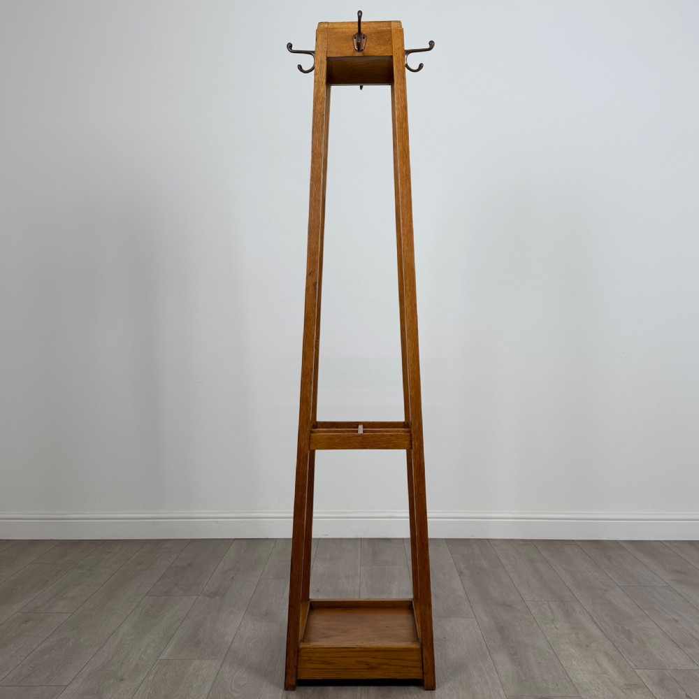 Antique 20th Century Fine Quality Arts & Crafts Oak Coat Stand  View III