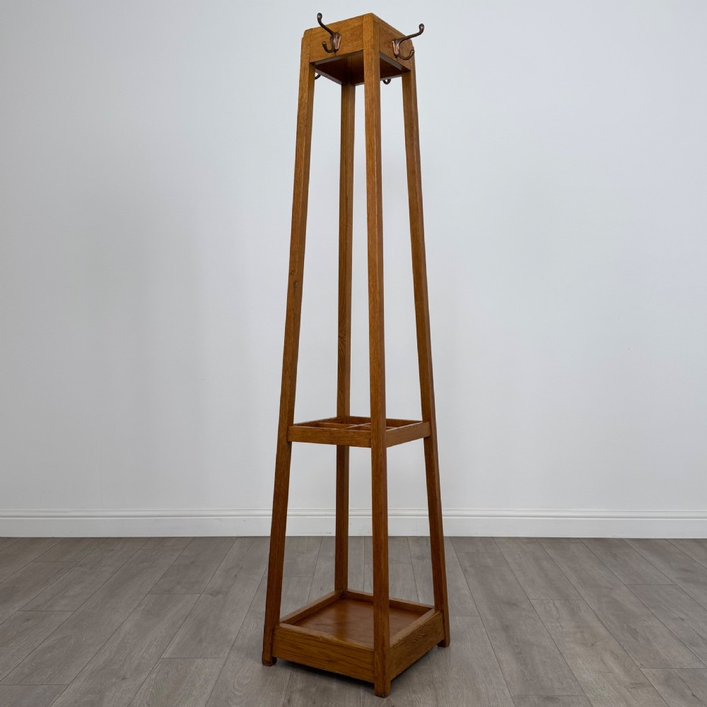 Antique 20th Century Fine Quality Arts & Crafts Oak Coat Stand  View IV
