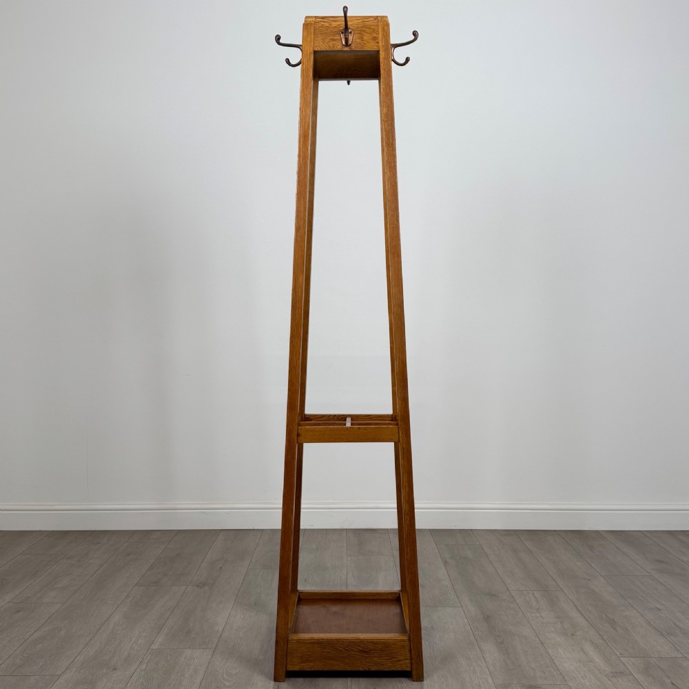 Antique 20th Century Fine Quality Arts & Crafts Oak Coat Stand  View VI