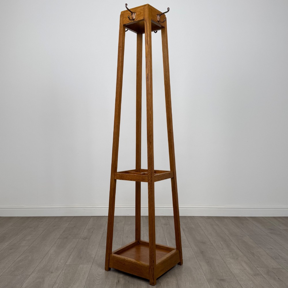 Antique 20th Century Fine Quality Arts & Crafts Oak Coat Stand  View IX