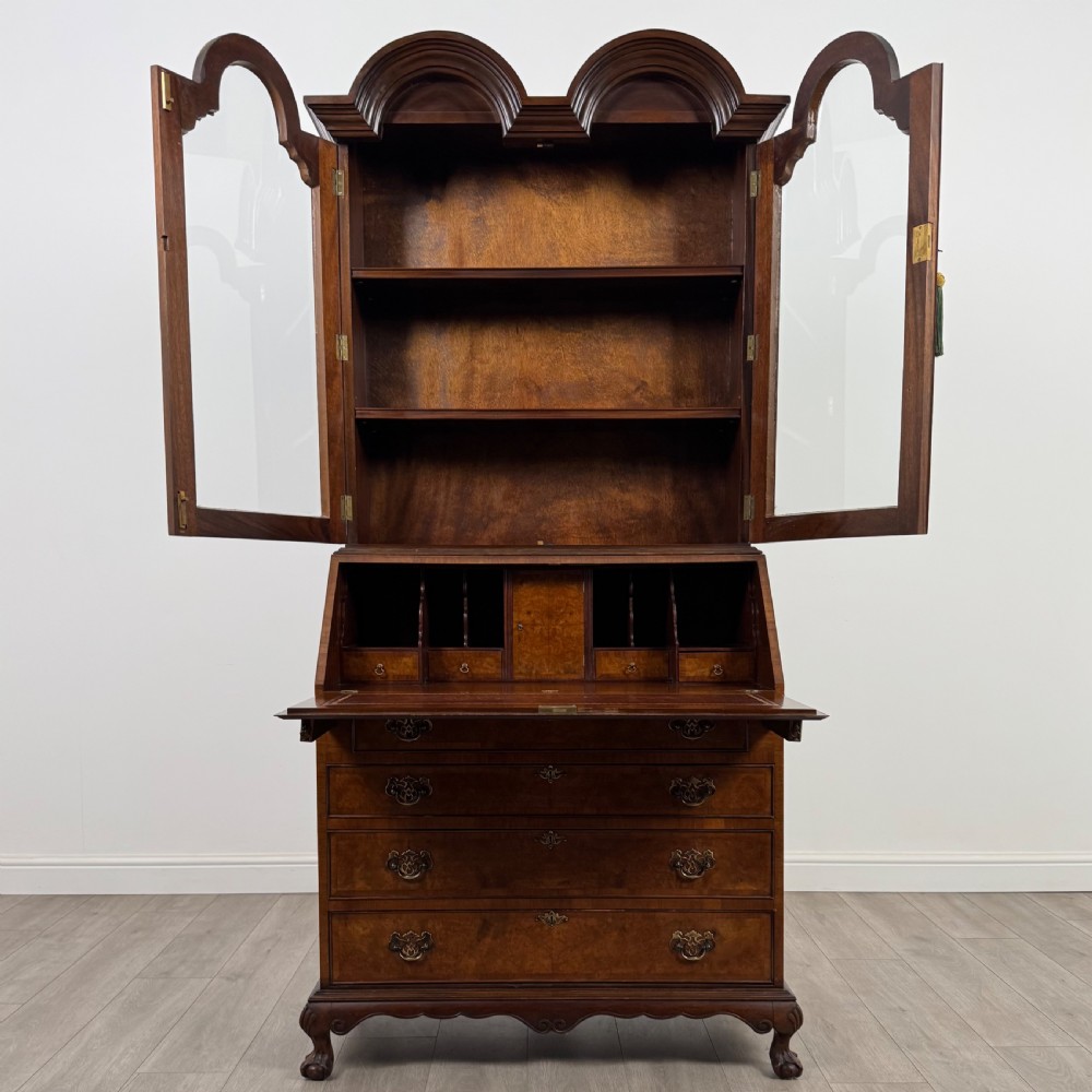 Antique 20th Century Burr Walnut Bureau Bookcase View III