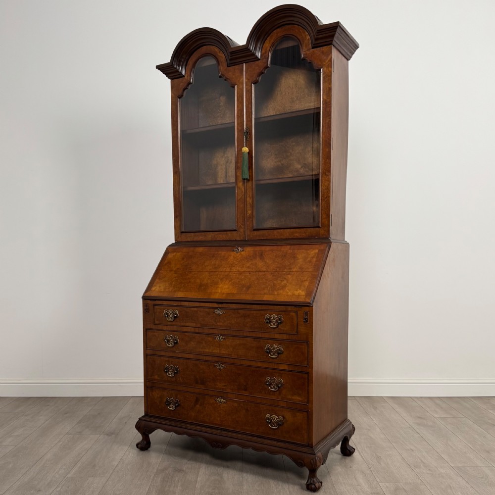 Antique 20th Century Burr Walnut Bureau Bookcase View IV
