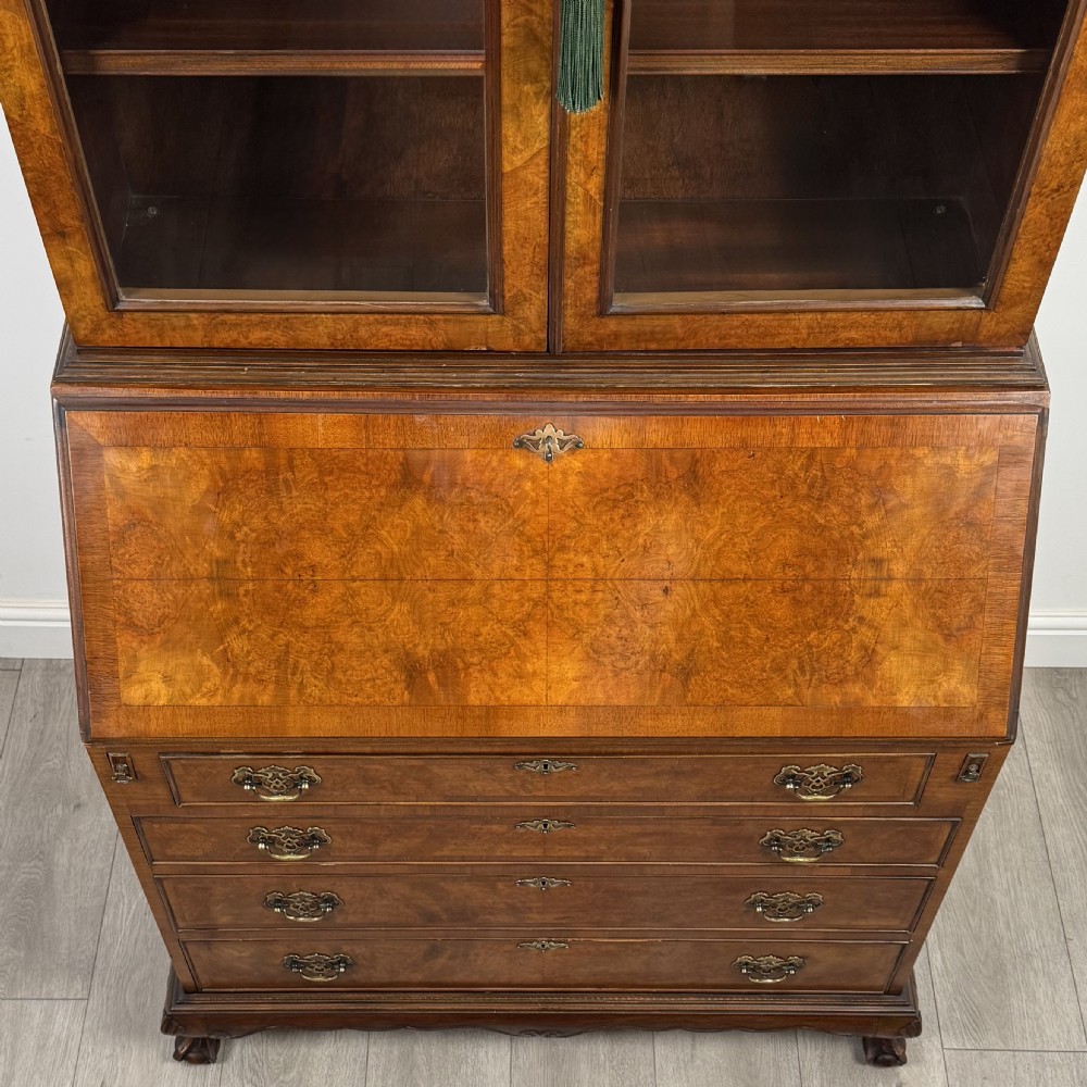 Antique 20th Century Burr Walnut Bureau Bookcase View XI