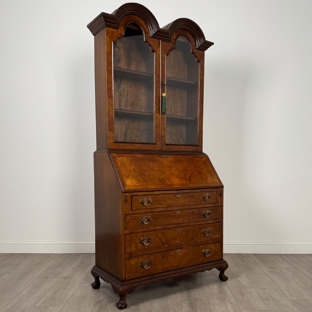 Antique 20th Century Burr Walnut Bureau Bookcase View XII