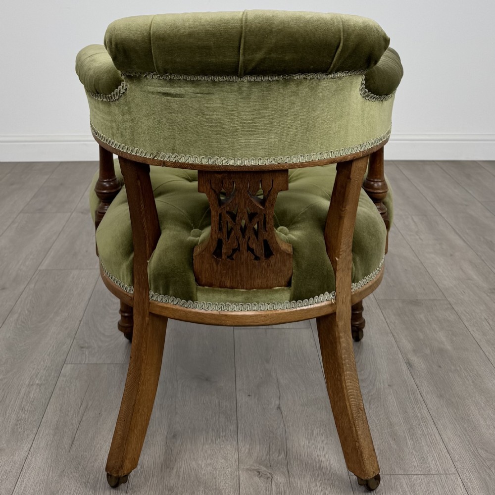 Antique 19th Century Good Quality Tub Chair In Oak  View IV