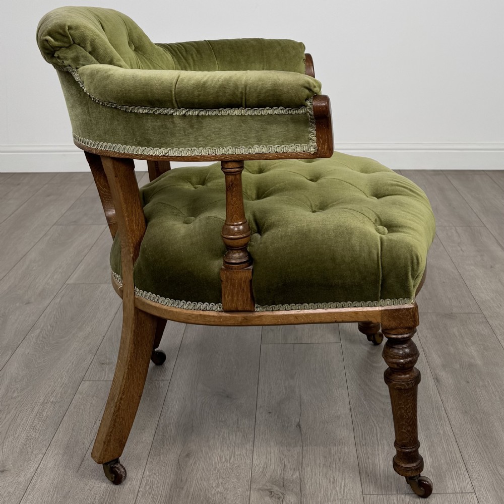 Antique 19th Century Good Quality Tub Chair In Oak  View VI
