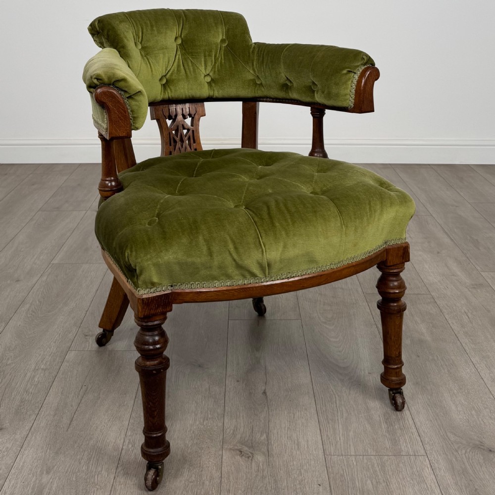 Antique 19th Century Good Quality Tub Chair In Oak  View VII