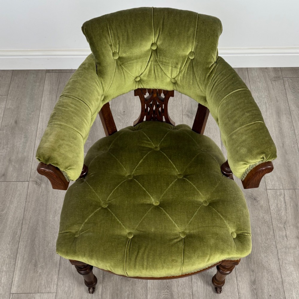 Antique 19th Century Good Quality Tub Chair In Oak  View VIII