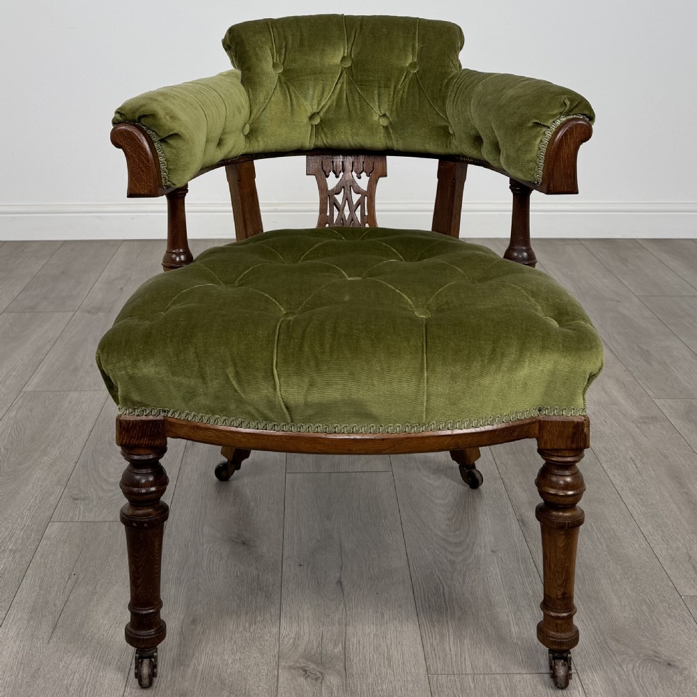 Antique 19th Century Good Quality Tub Chair In Oak  View IX