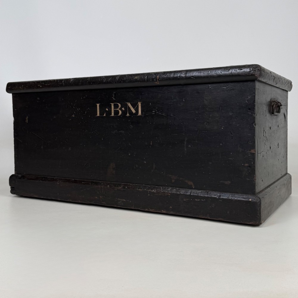 Antique 19th Century Good Quality Ebonsied Blanket Box  View II
