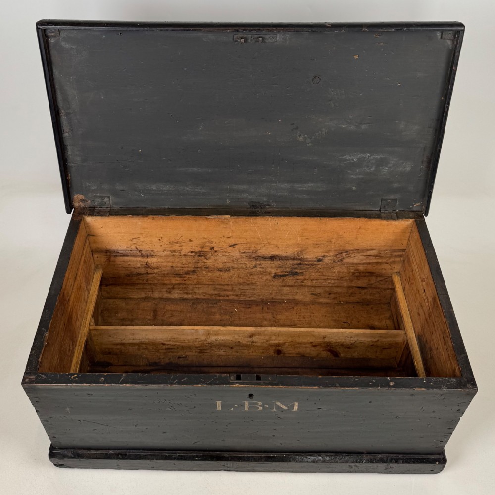 Antique 19th Century Good Quality Ebonsied Blanket Box  View X
