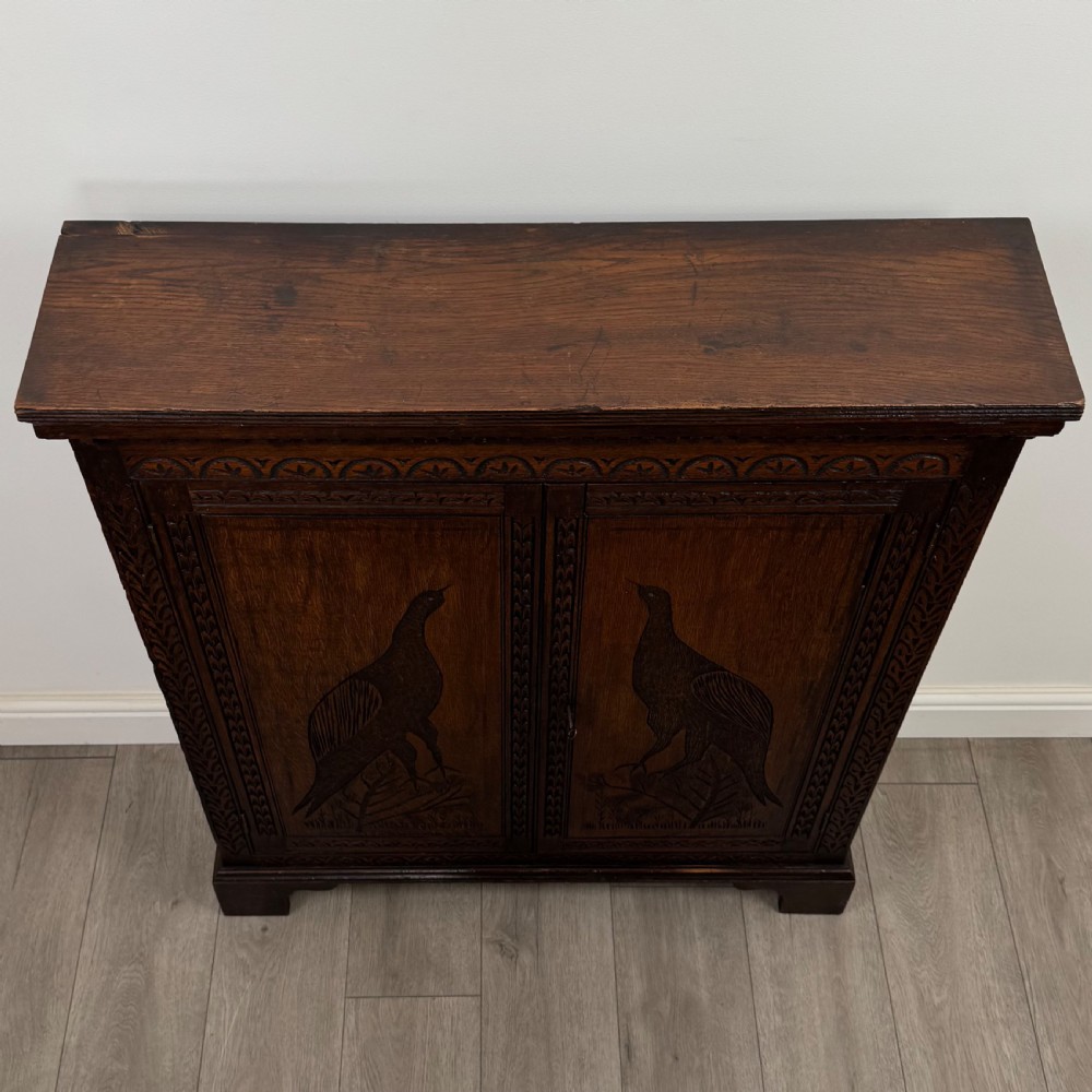  Antique 18th Century Heavily Carved Fitted Cabinet In Oak View X