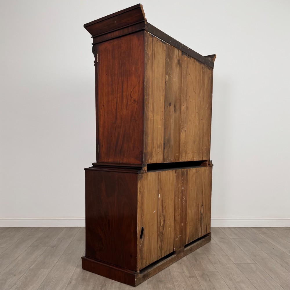 Antique 18th Century Linen Press Cupboard In Mahogany  View V