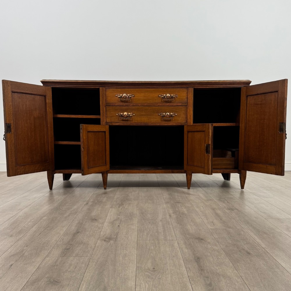 Antique 20th Century Arts And Crafts Oak Sideboard  View II