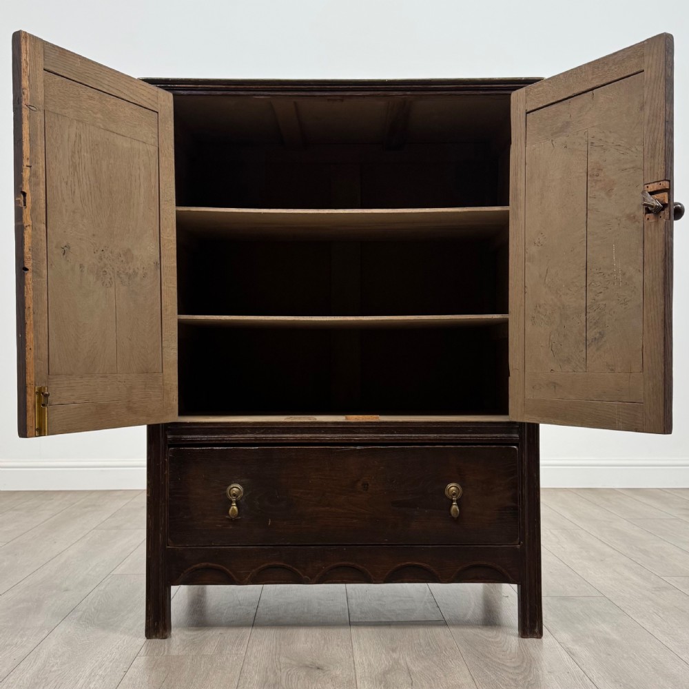 Antique 20th Century Good Quality Carved Oak Cupboard View II