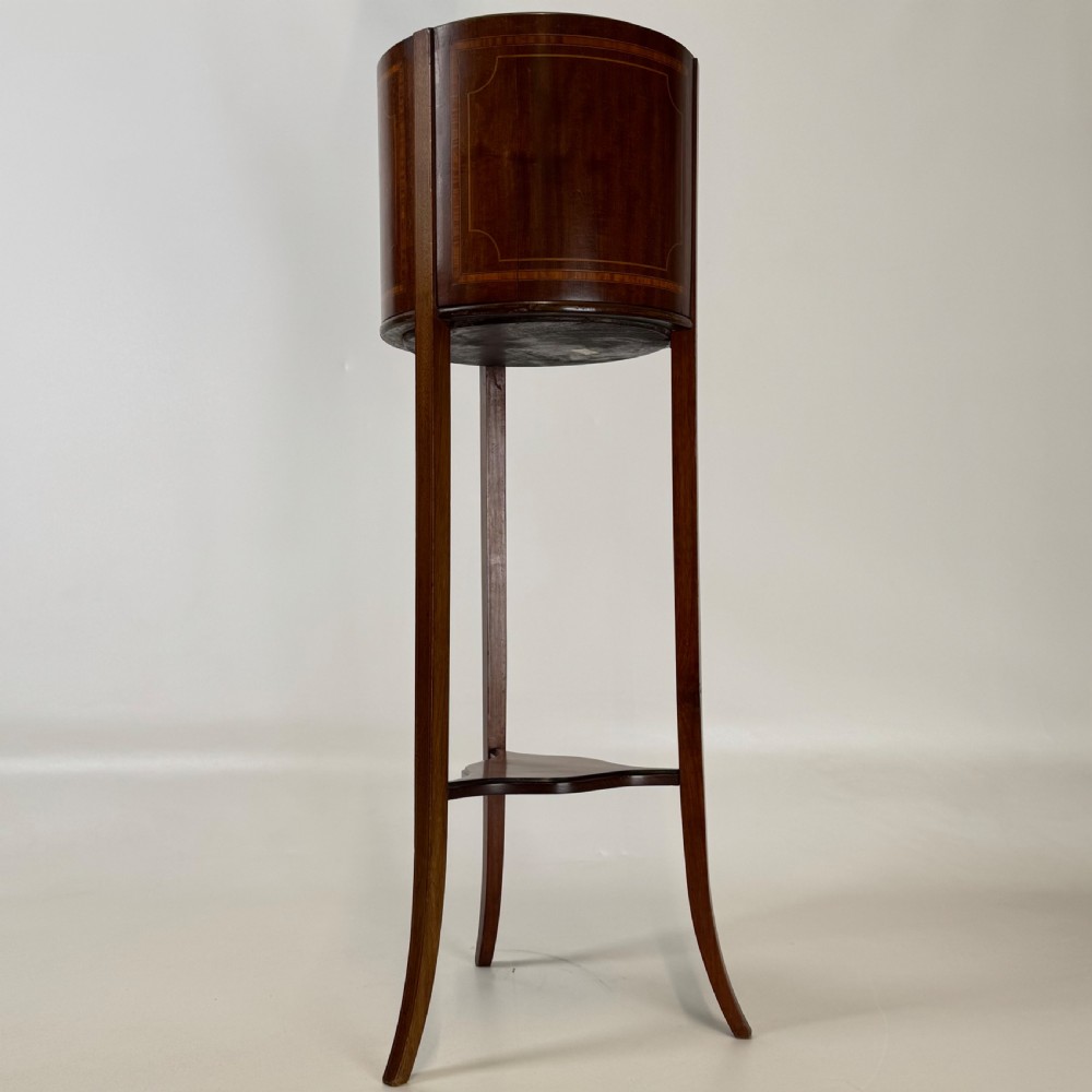 Antique 20th Century Inlaid Plant Stand In Mahogany  View II