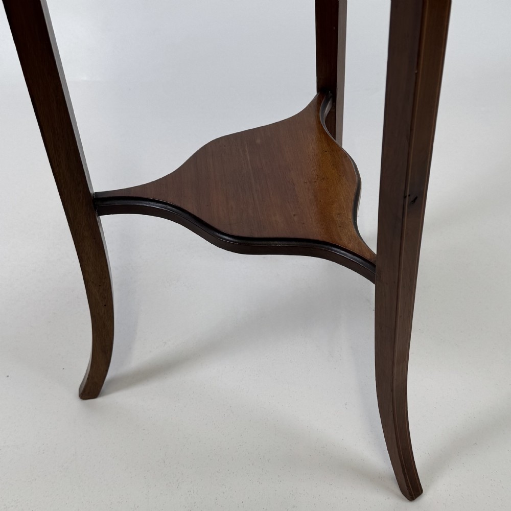 Antique 20th Century Inlaid Plant Stand In Mahogany  View V