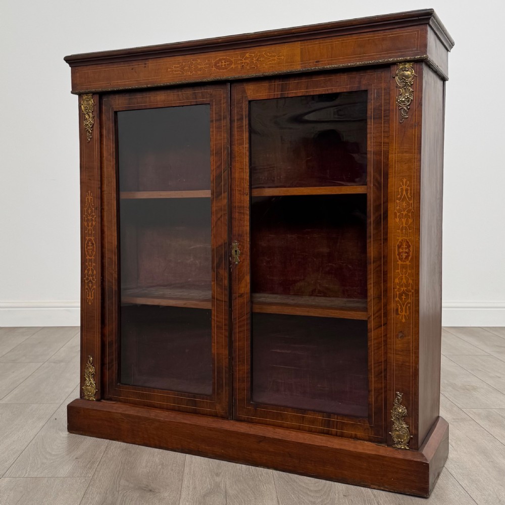 Antique 19th Century Good Quality Inlaid Pier Cabinet In Walnut  View IV