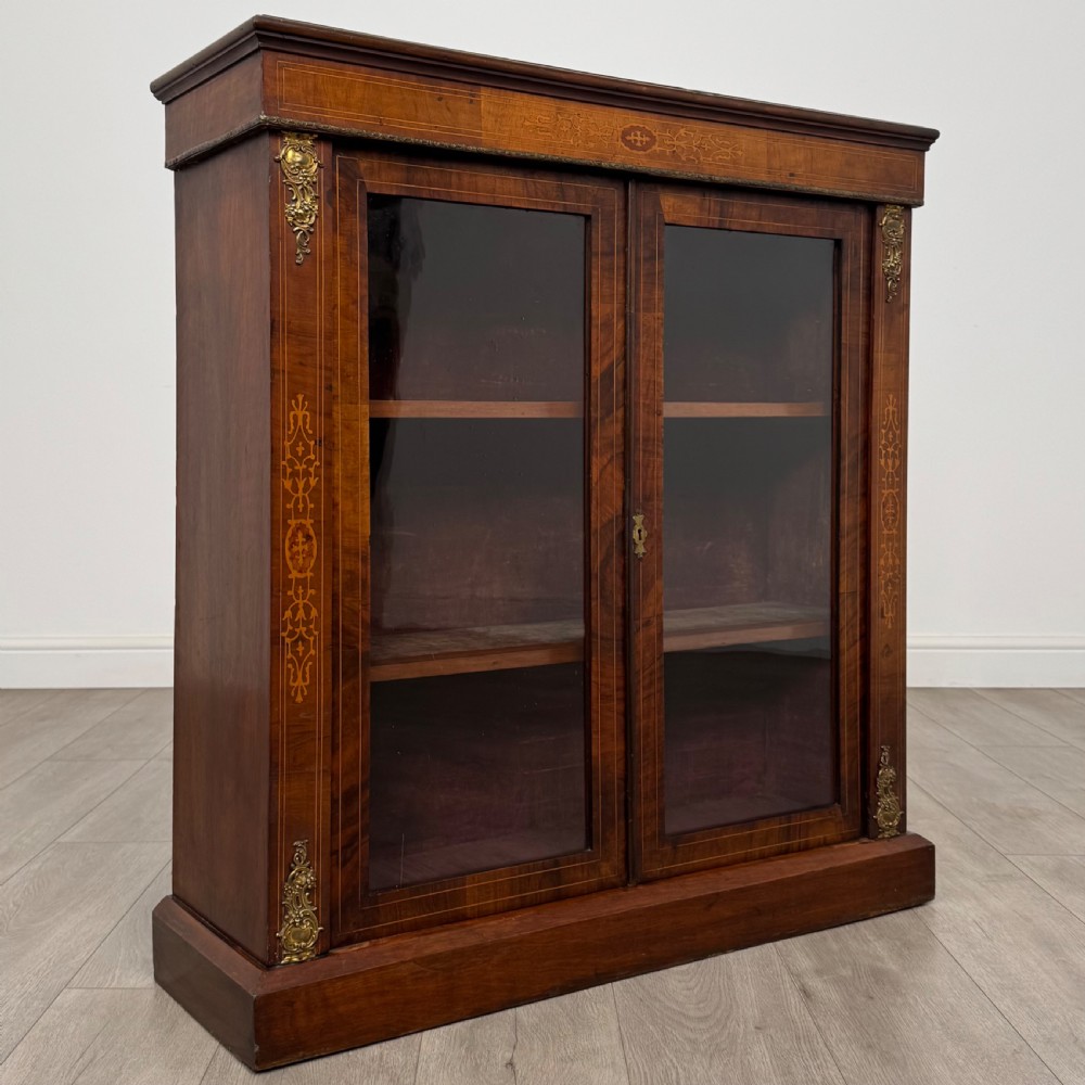 Antique 19th Century Good Quality Inlaid Pier Cabinet In Walnut  View X