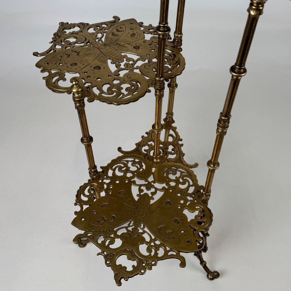  Antique 19th Century Brass Three Tier Plant Stand View V