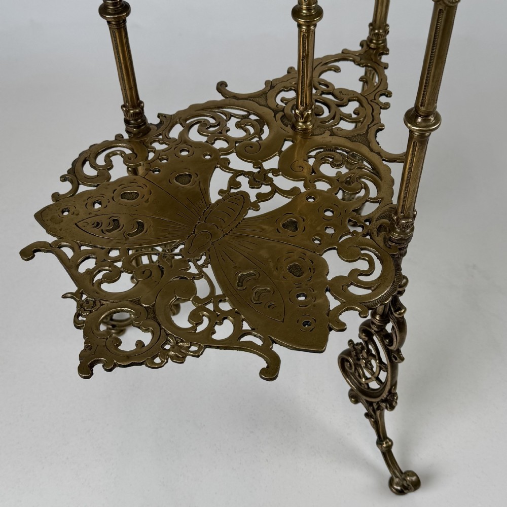 Antique 19th Century Brass Three Tier Plant Stand View VI