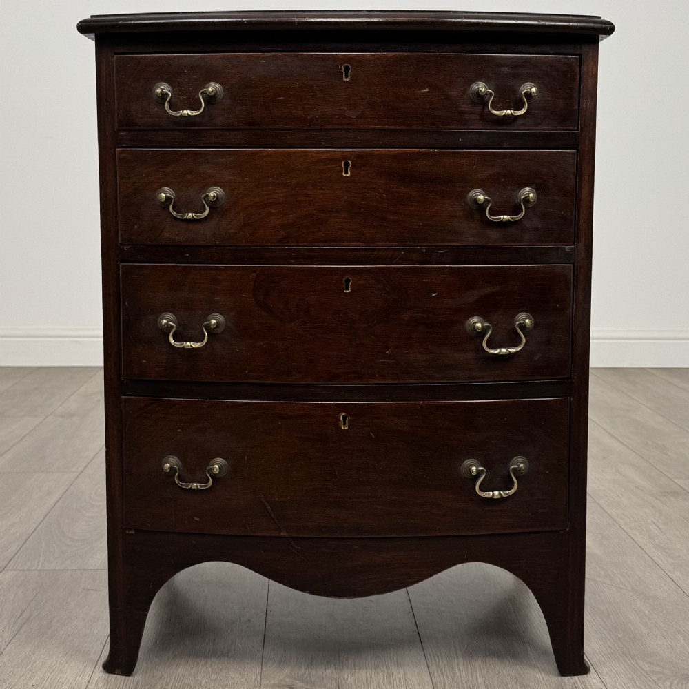 Antique 19th Century Small Mahogany Bow Front Chest Of Drawers 