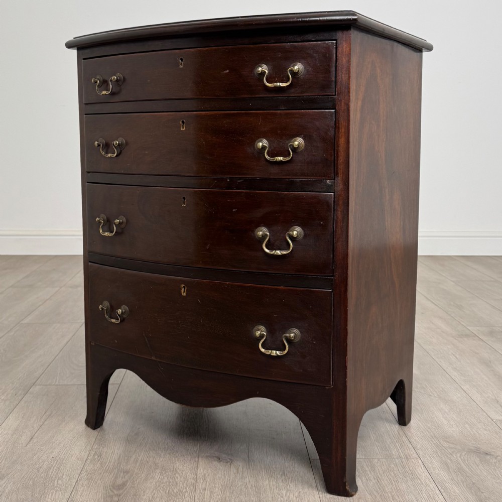 Antique 19th Century Small Mahogany Bow Front Chest Of Drawers  View II