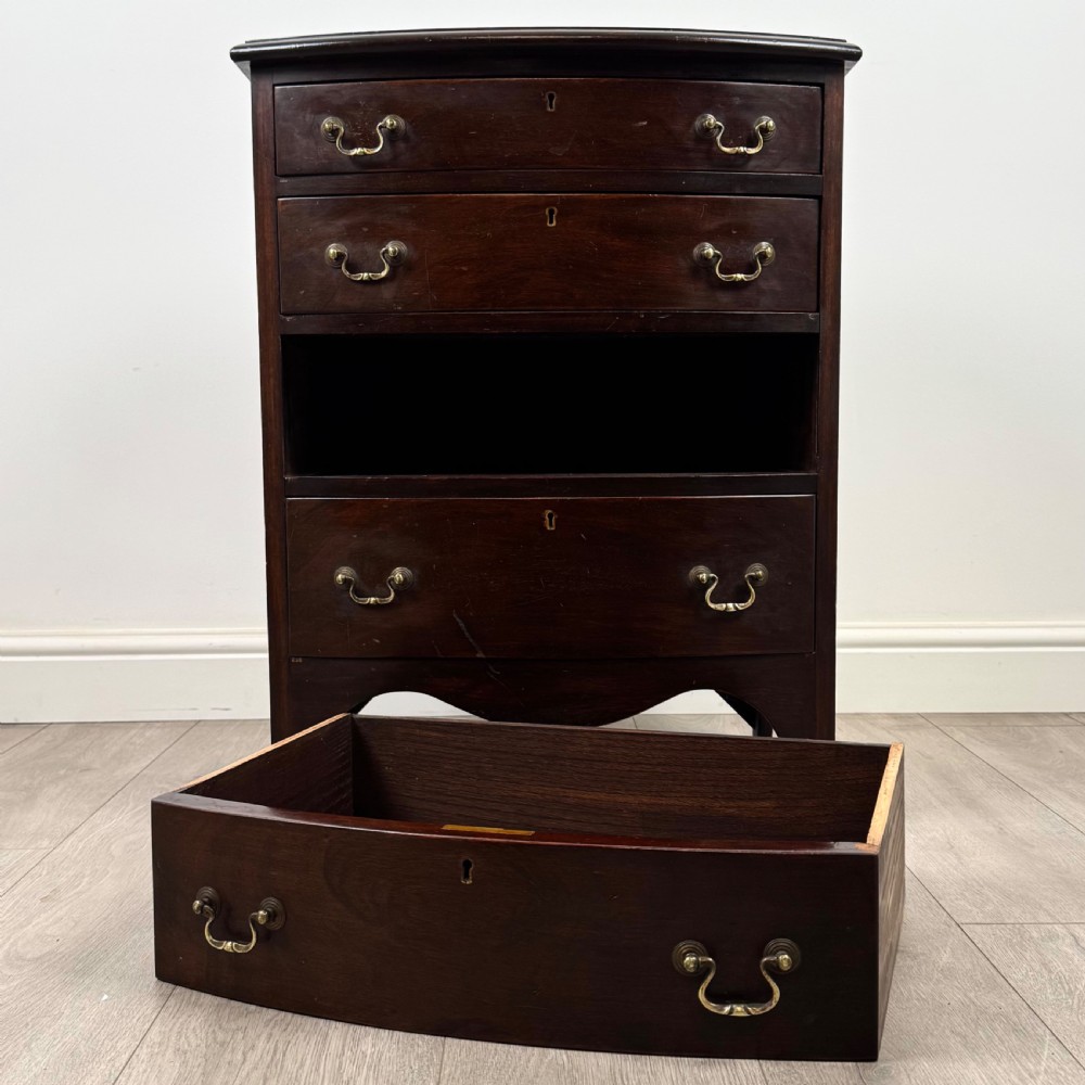Antique 19th Century Small Mahogany Bow Front Chest Of Drawers  View IX