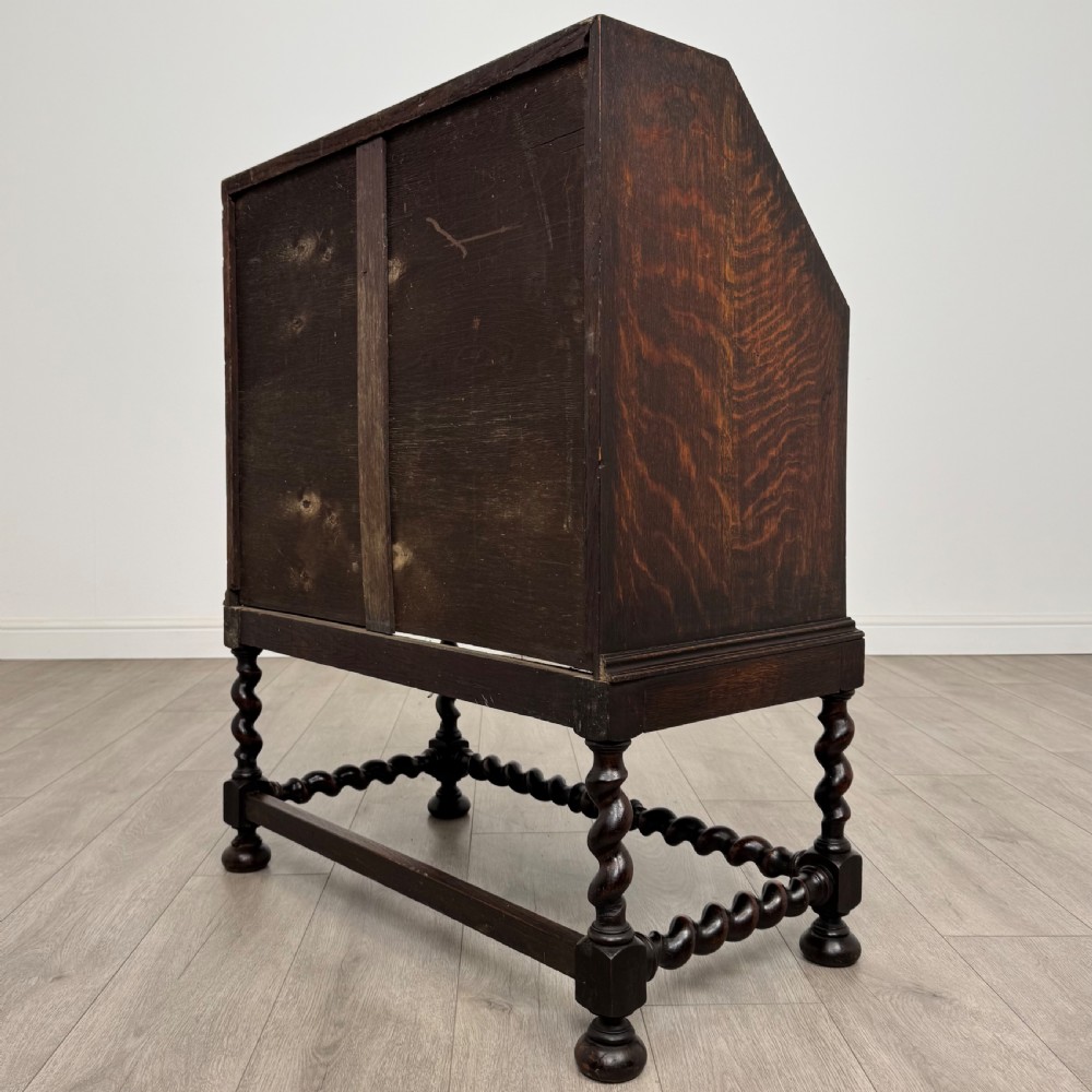  Antique 20th Century Jacobean Style Bureau In Oak  View VII