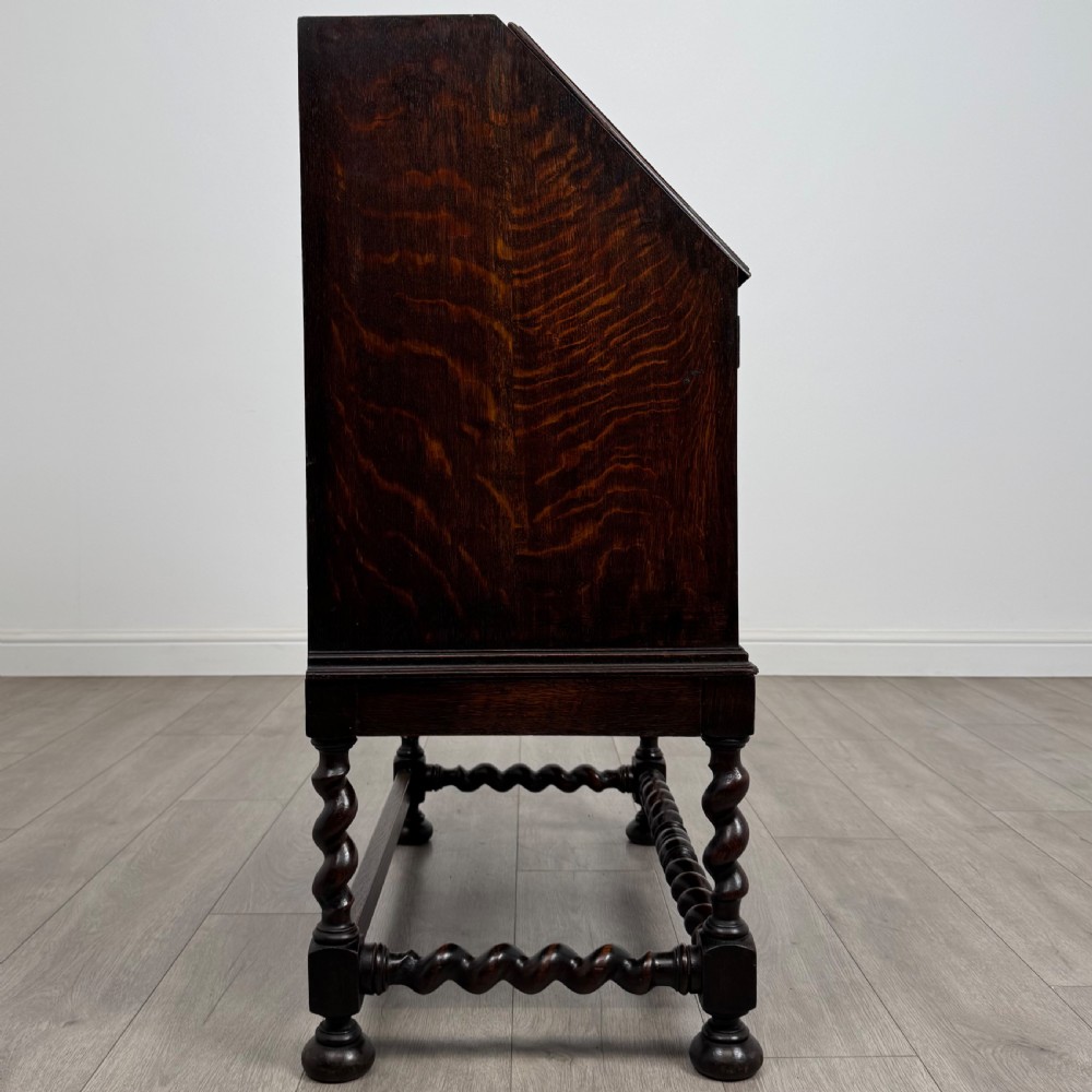  Antique 20th Century Jacobean Style Bureau In Oak  View VIII